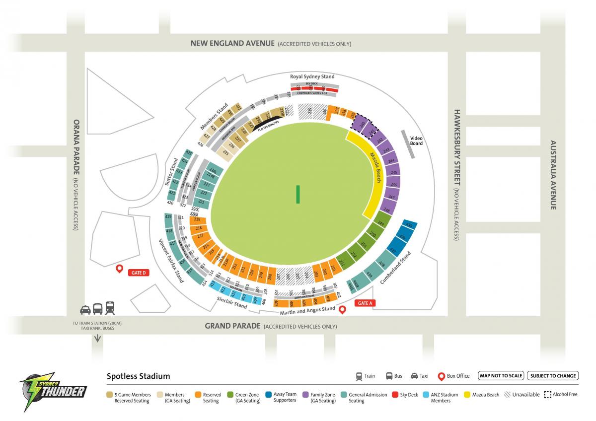 карта безупречным стадион Сиднея