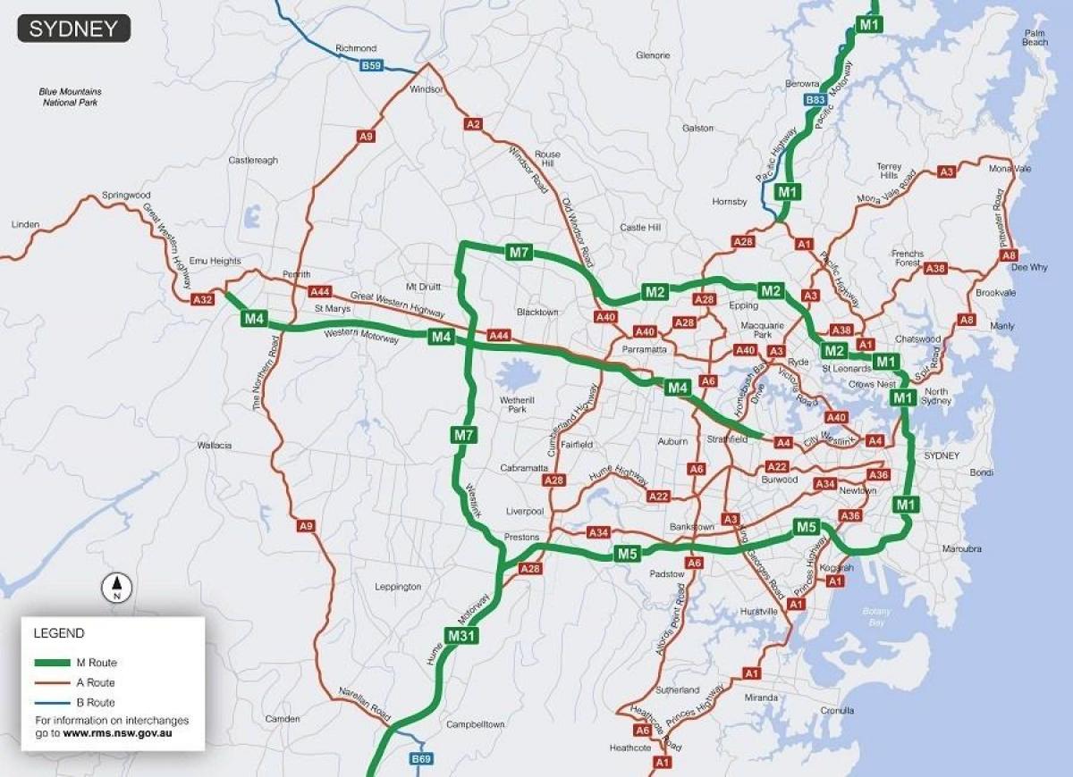 карта платных дорог в Сиднее