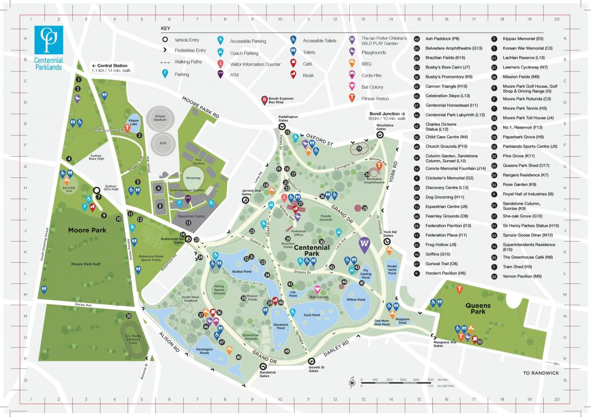 карта парк centennial Сидней