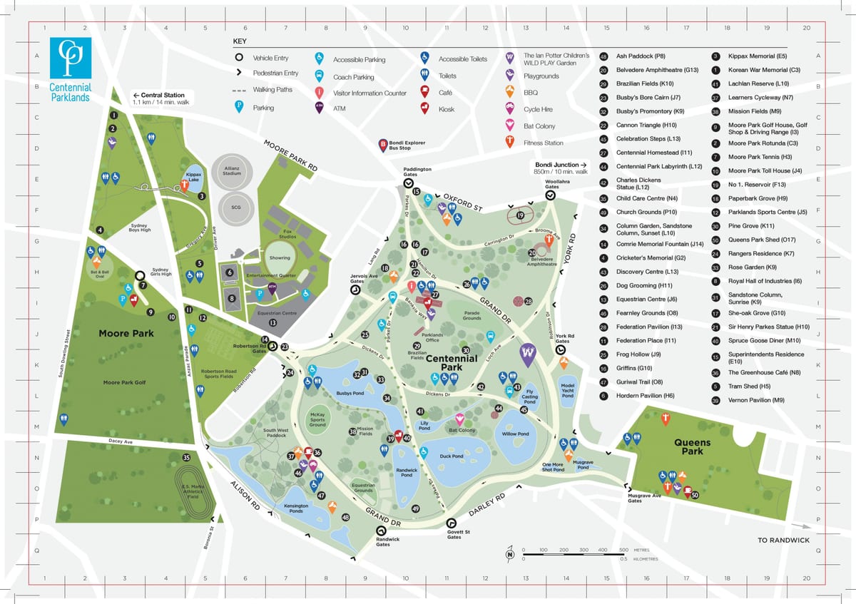 карта парк centennial Сидней