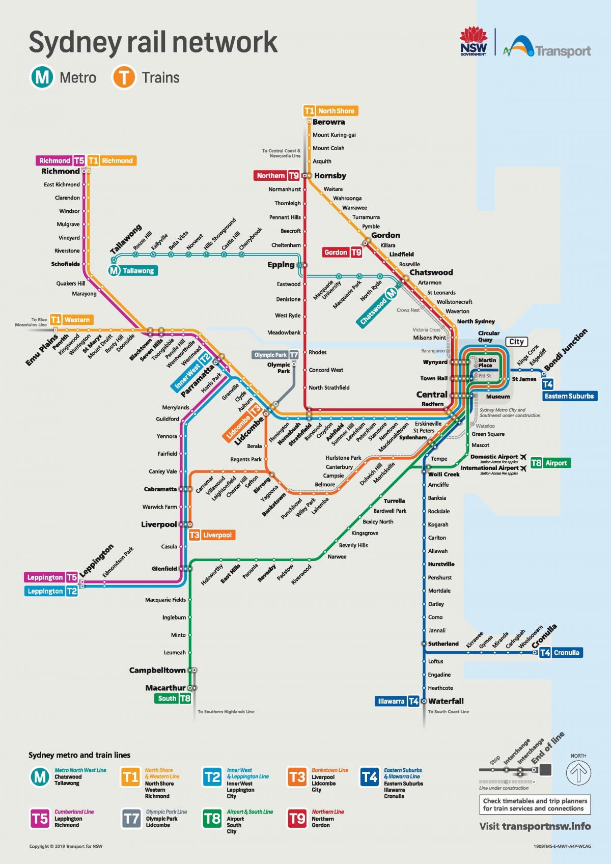 карта Сидней поезда