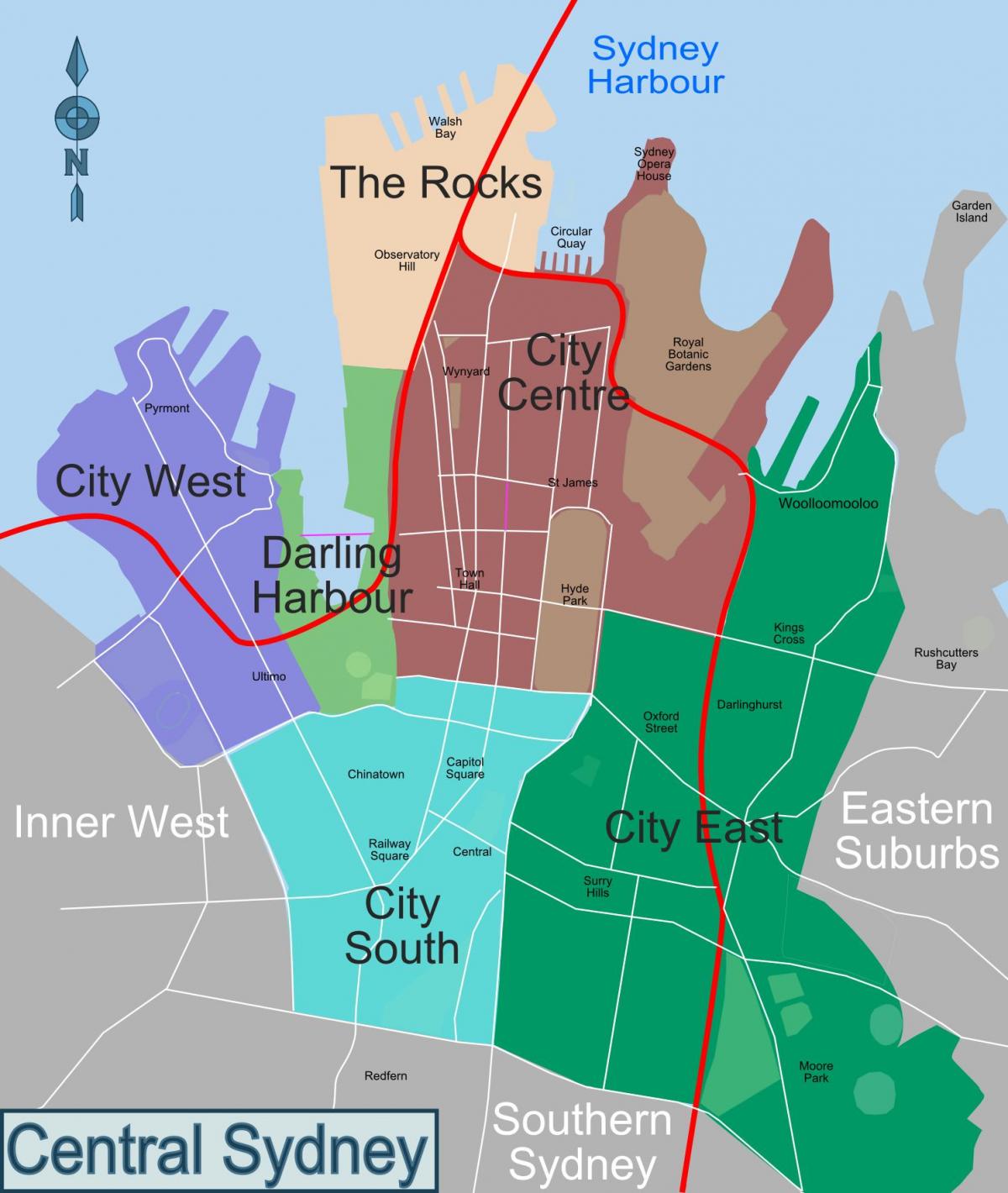 карта Сидней окрестности
