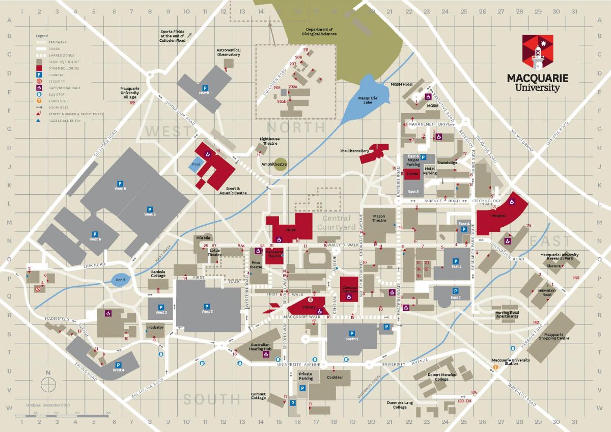 маккуори карту кампуса университета