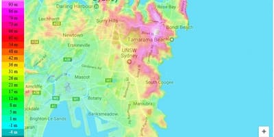 Топографическая карта Сидней